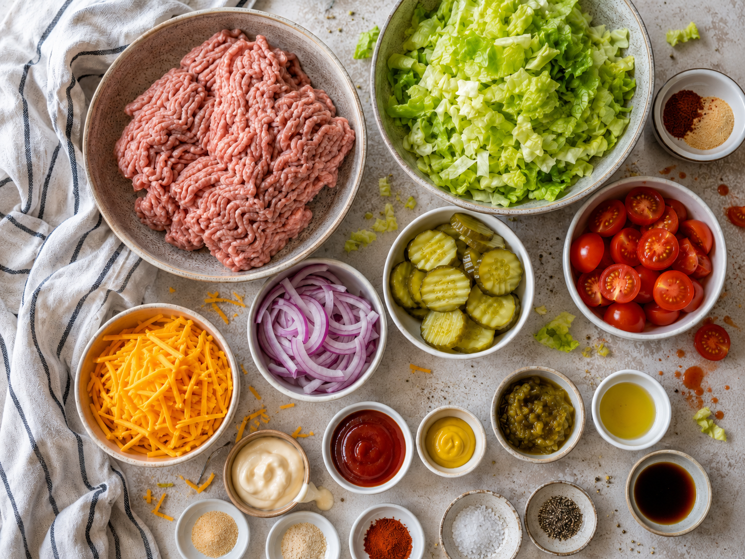 Turkey Burger Lettuce Bowl preparation