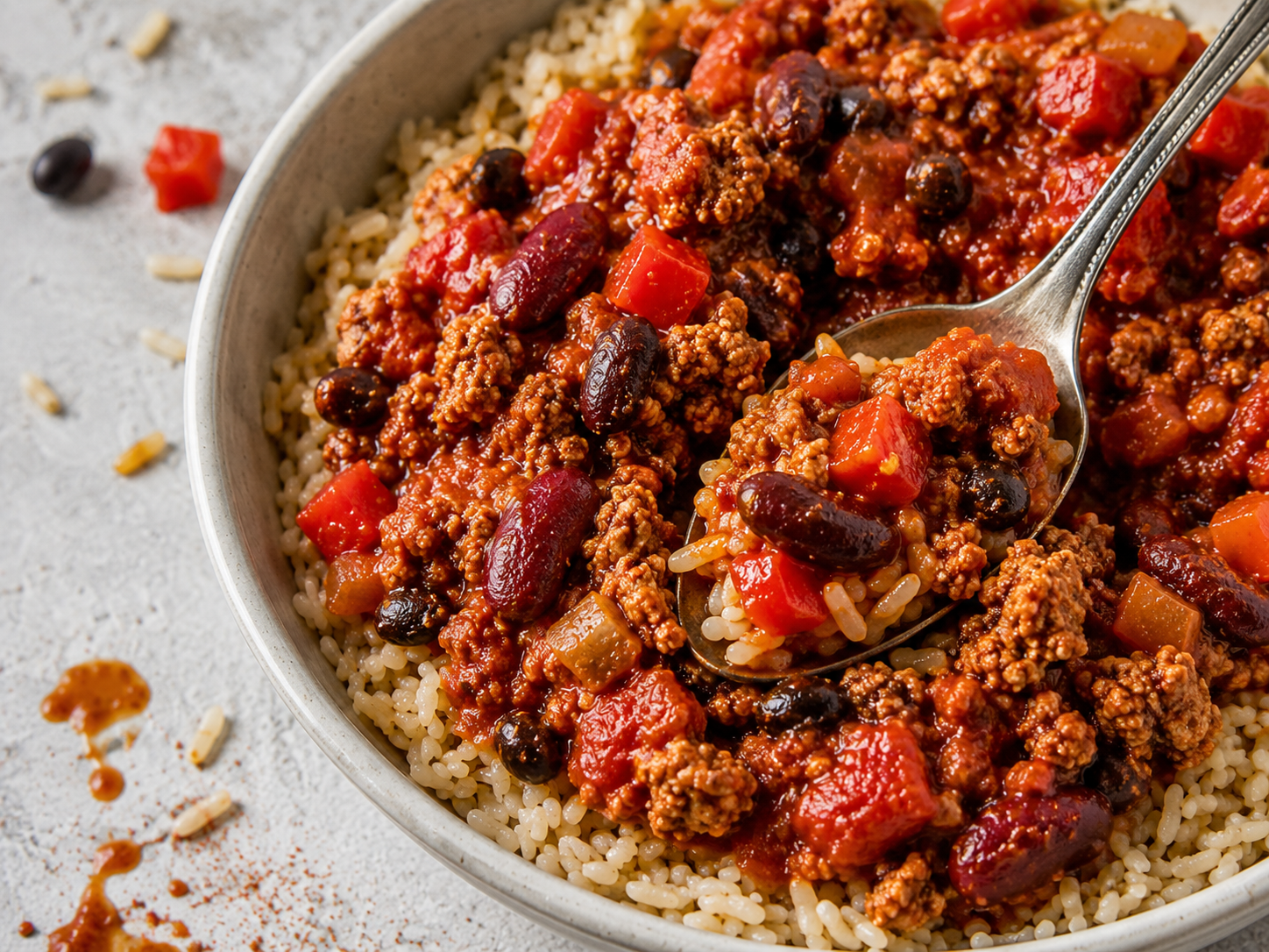 Turkey Chili Meal Prep Bowls close up
