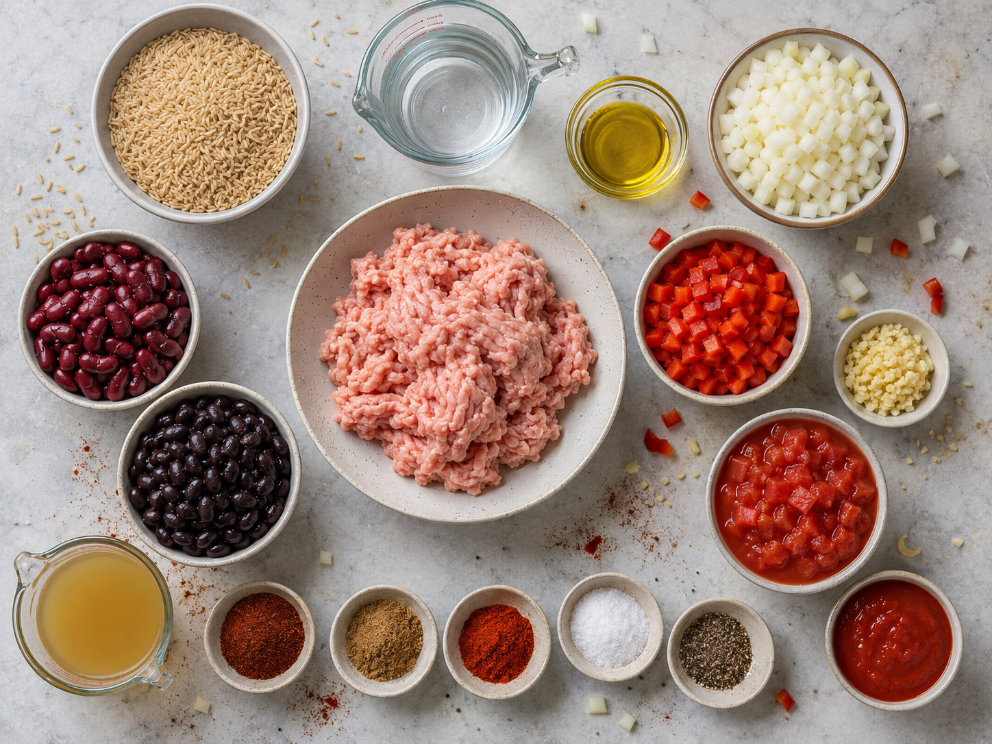 Turkey Chili Meal Prep Bowls preparation
