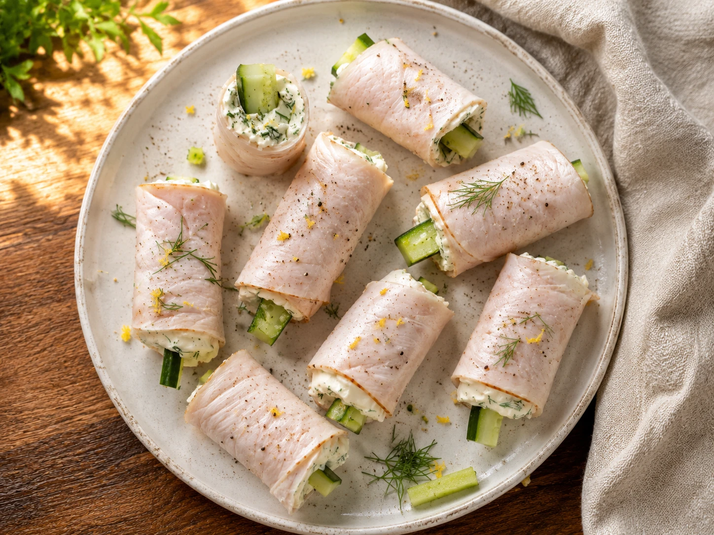 Turkey Cucumber Roll Ups aerial view