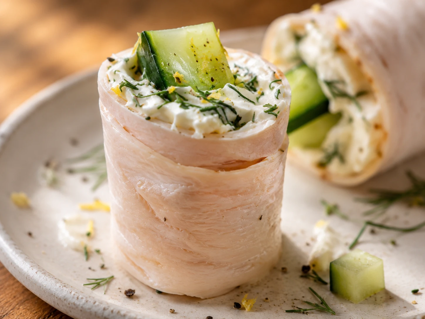 Turkey Cucumber Roll Ups close up