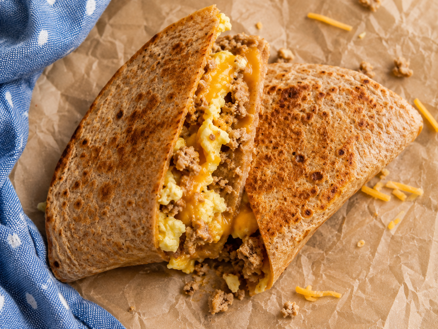 Turkey Egg Breakfast Quesadilla close up