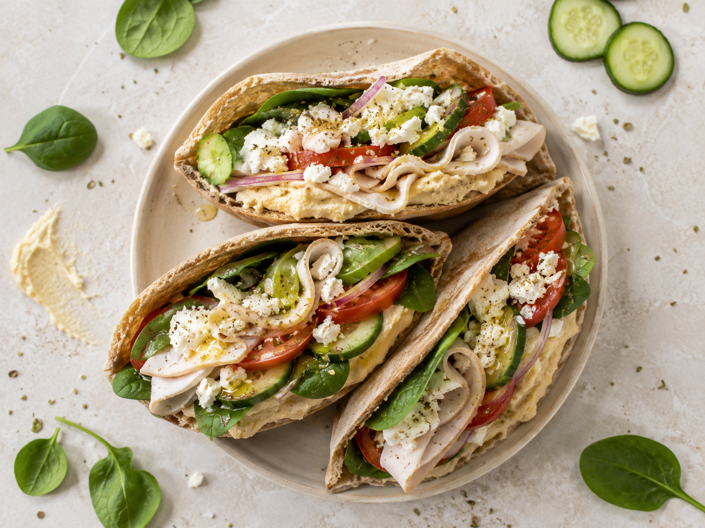 Turkey Hummus Veggie Pita