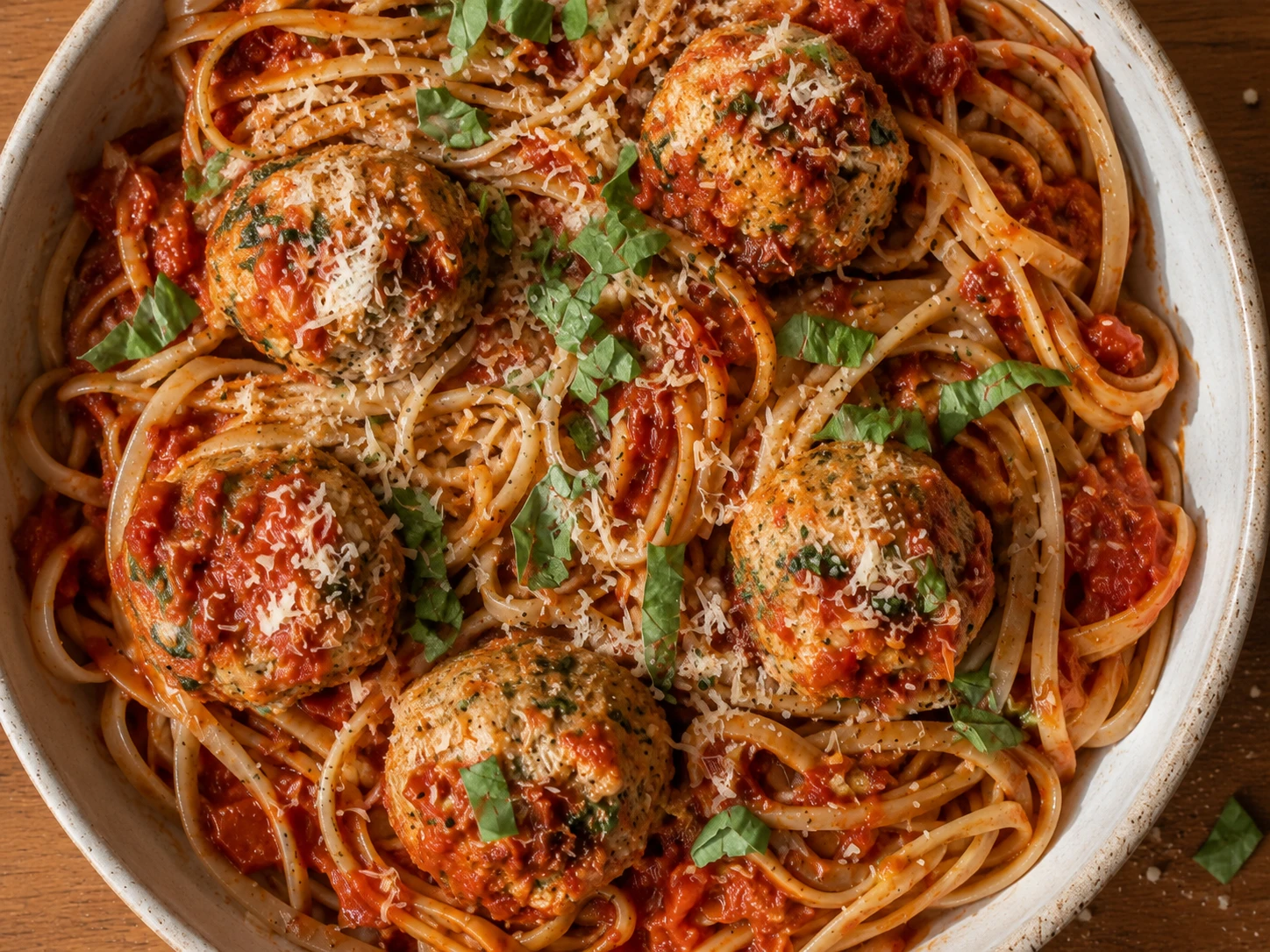 Turkey Meatball Protein Pasta aerial view