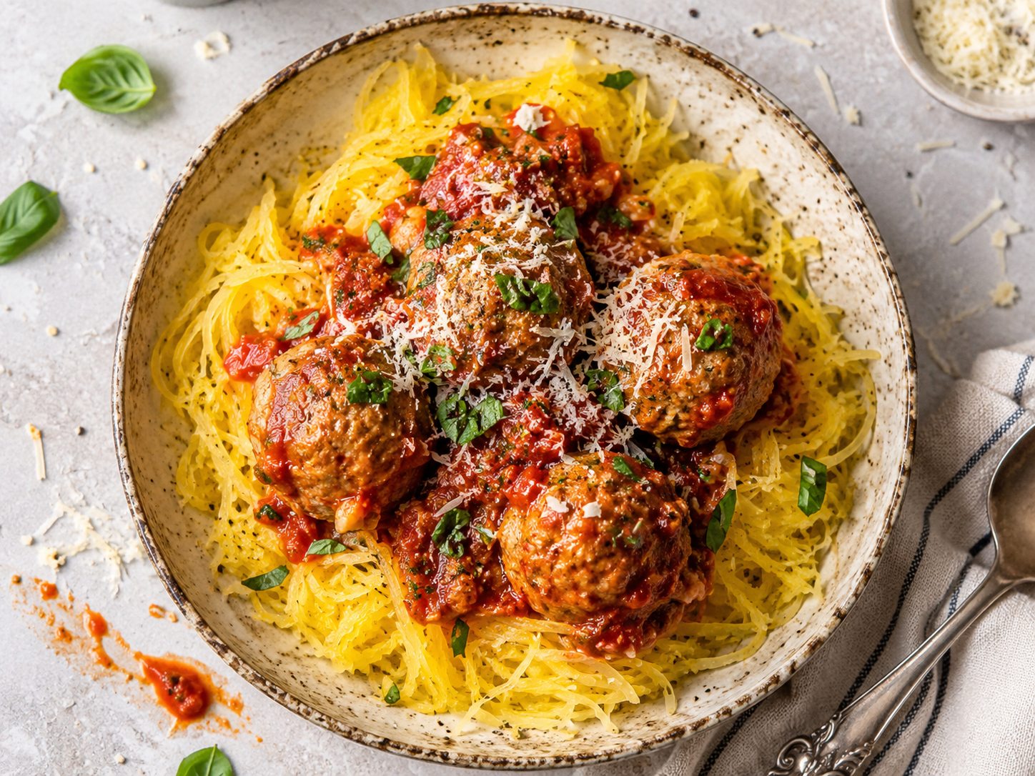 Turkey Meatball Spaghetti Squash Bowls