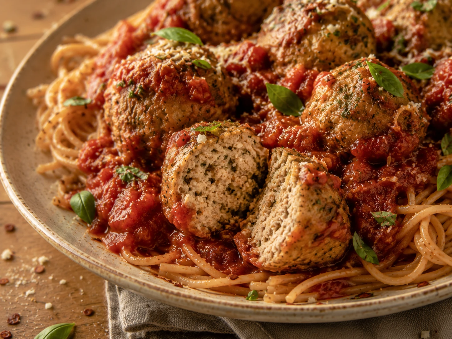 Italian Herb Turkey Meatballs close up