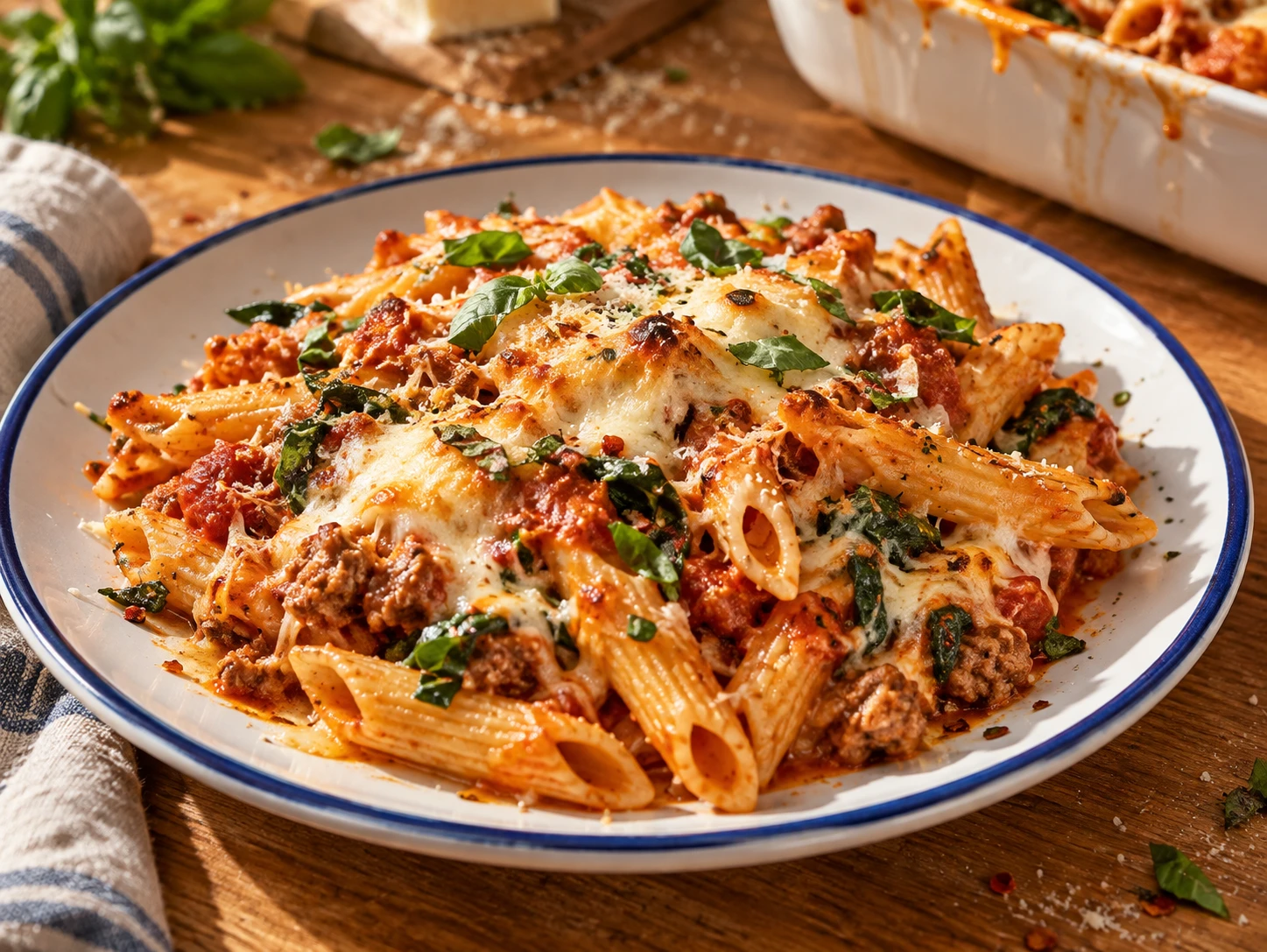 Turkey Parmesan Pasta Bake