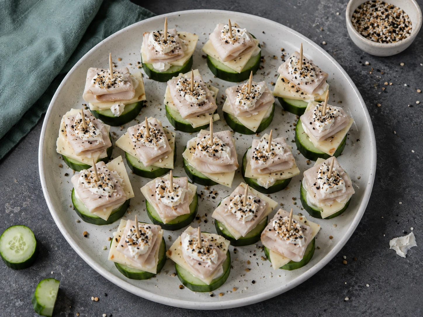 Turkey Pepper Jack Cucumber Stacks