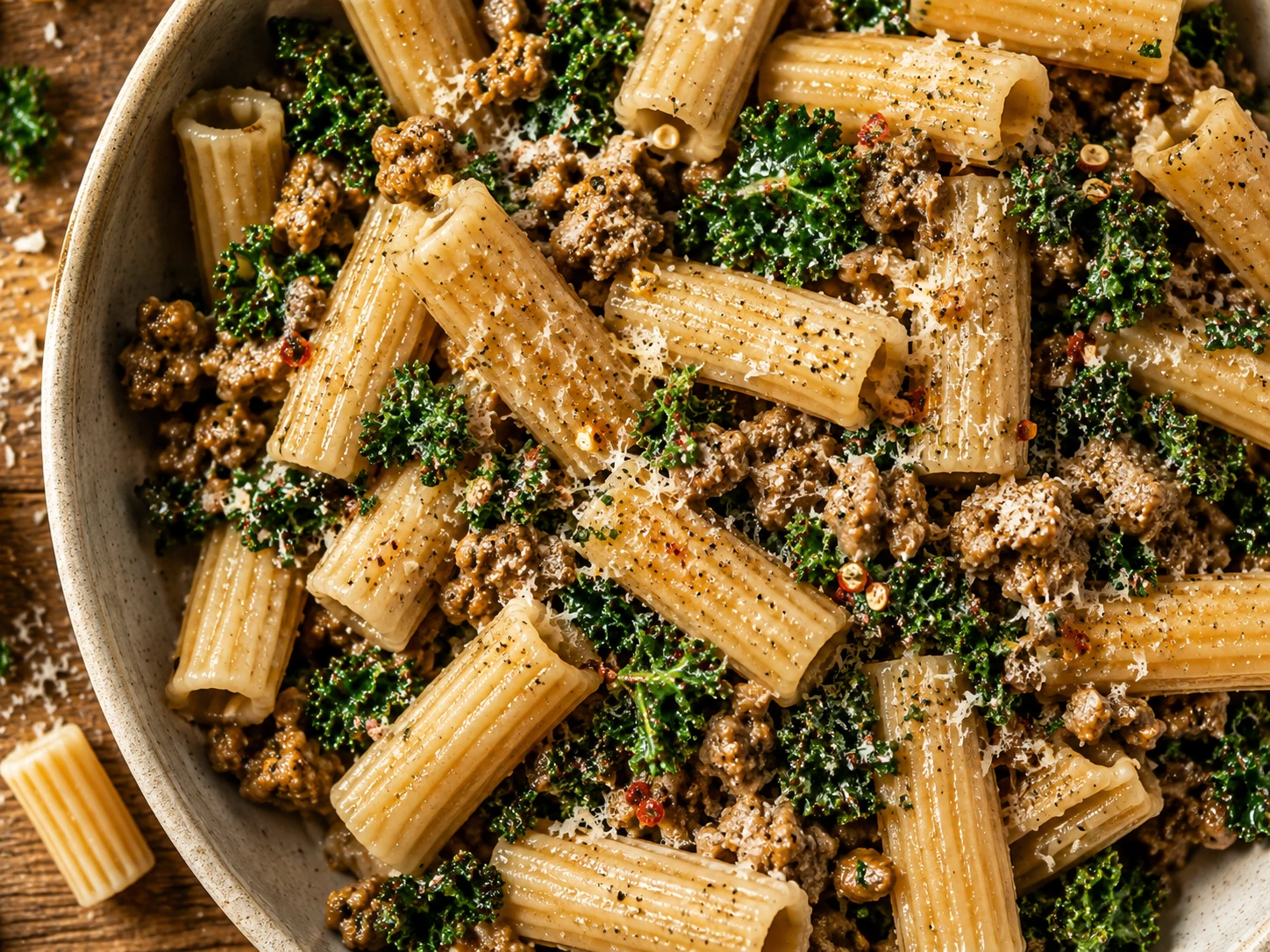 Turkey Sausage Kale Pasta aerial view