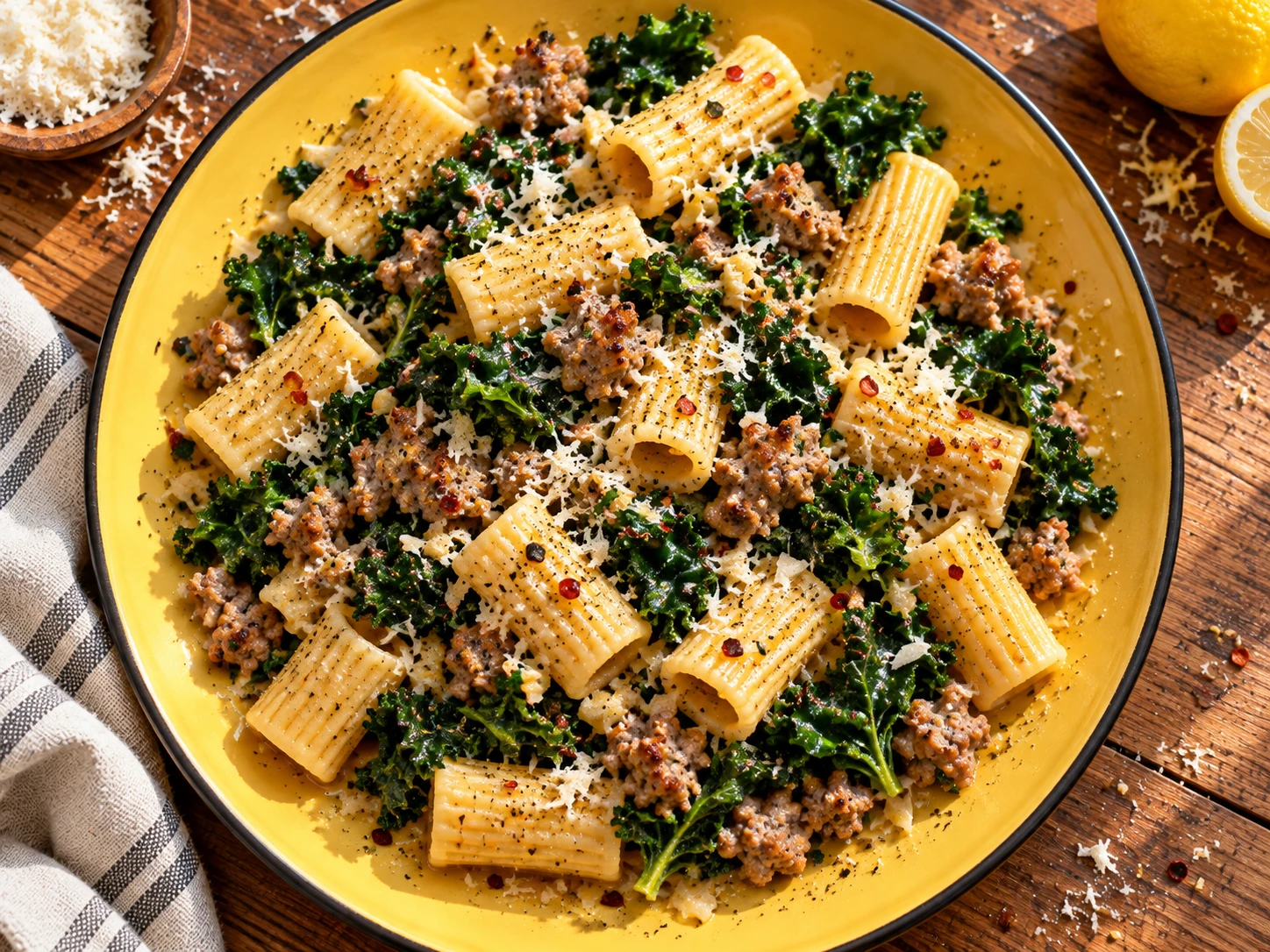 Turkey Sausage Kale Pasta aerial view