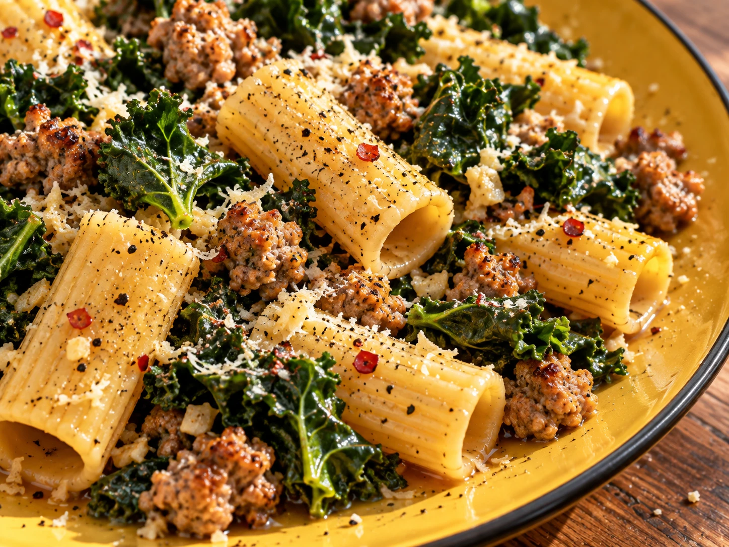 Turkey Sausage Kale Pasta close up