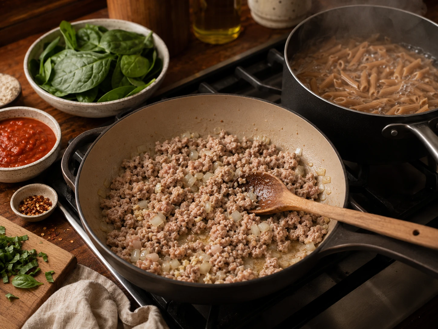 Turkey Spinach Protein Pasta aerial view