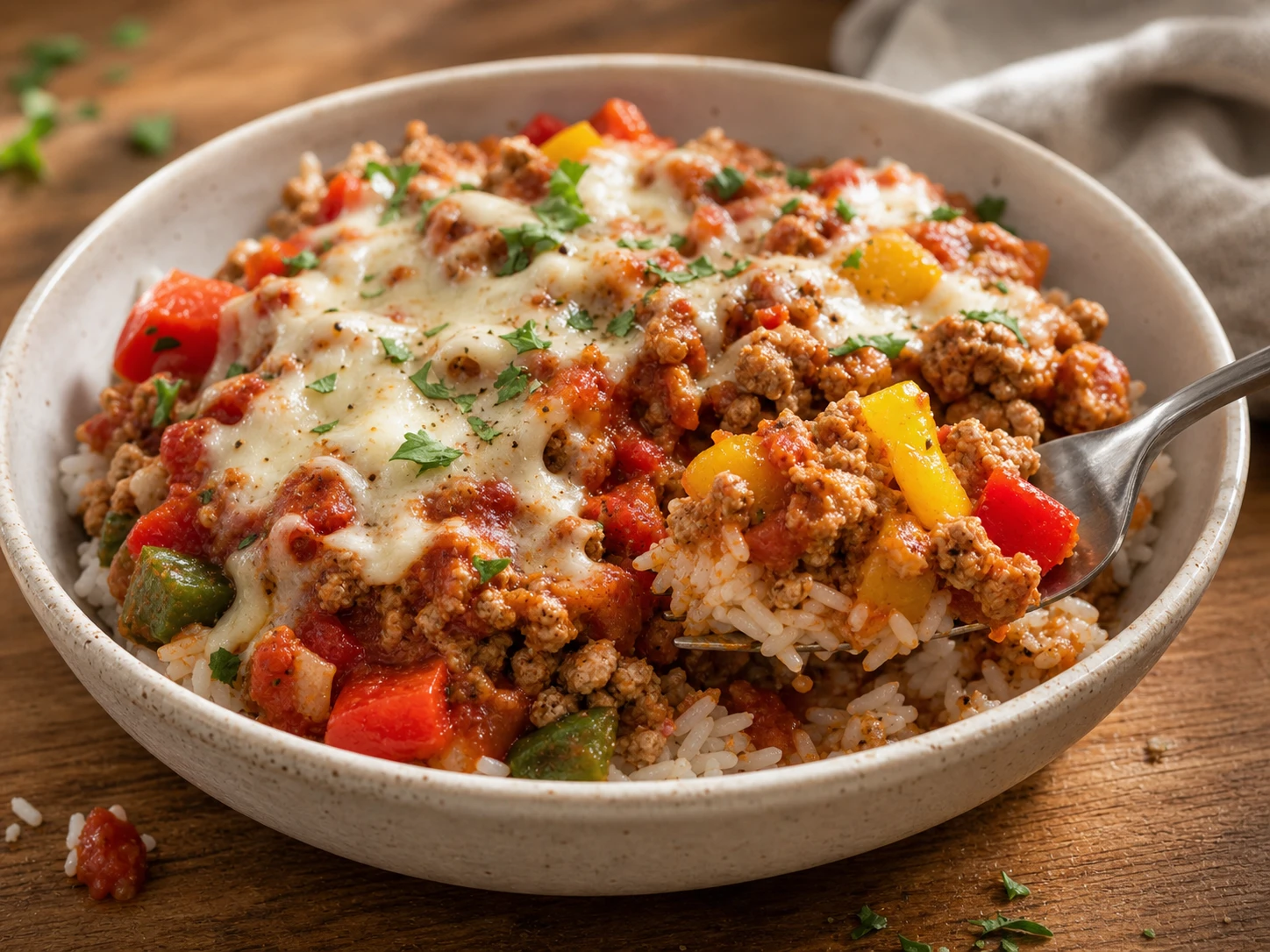 Turkey Stuffed Pepper Meal Prep Bowls close up