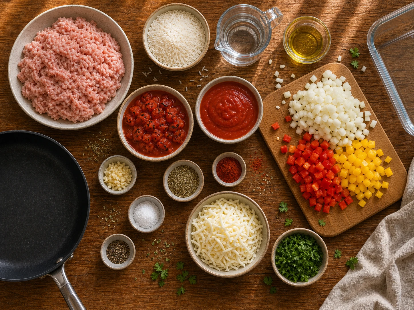 Turkey Stuffed Pepper Meal Prep Bowls preparation