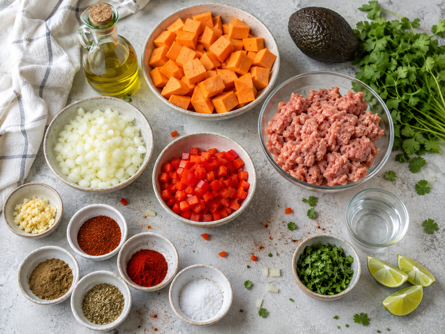 Turkey Sweet Potato Skillet Bowl preparation