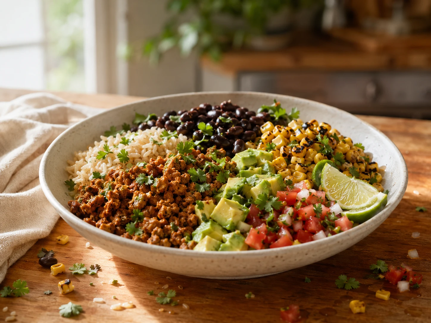 Turkey Taco Bowl aerial view