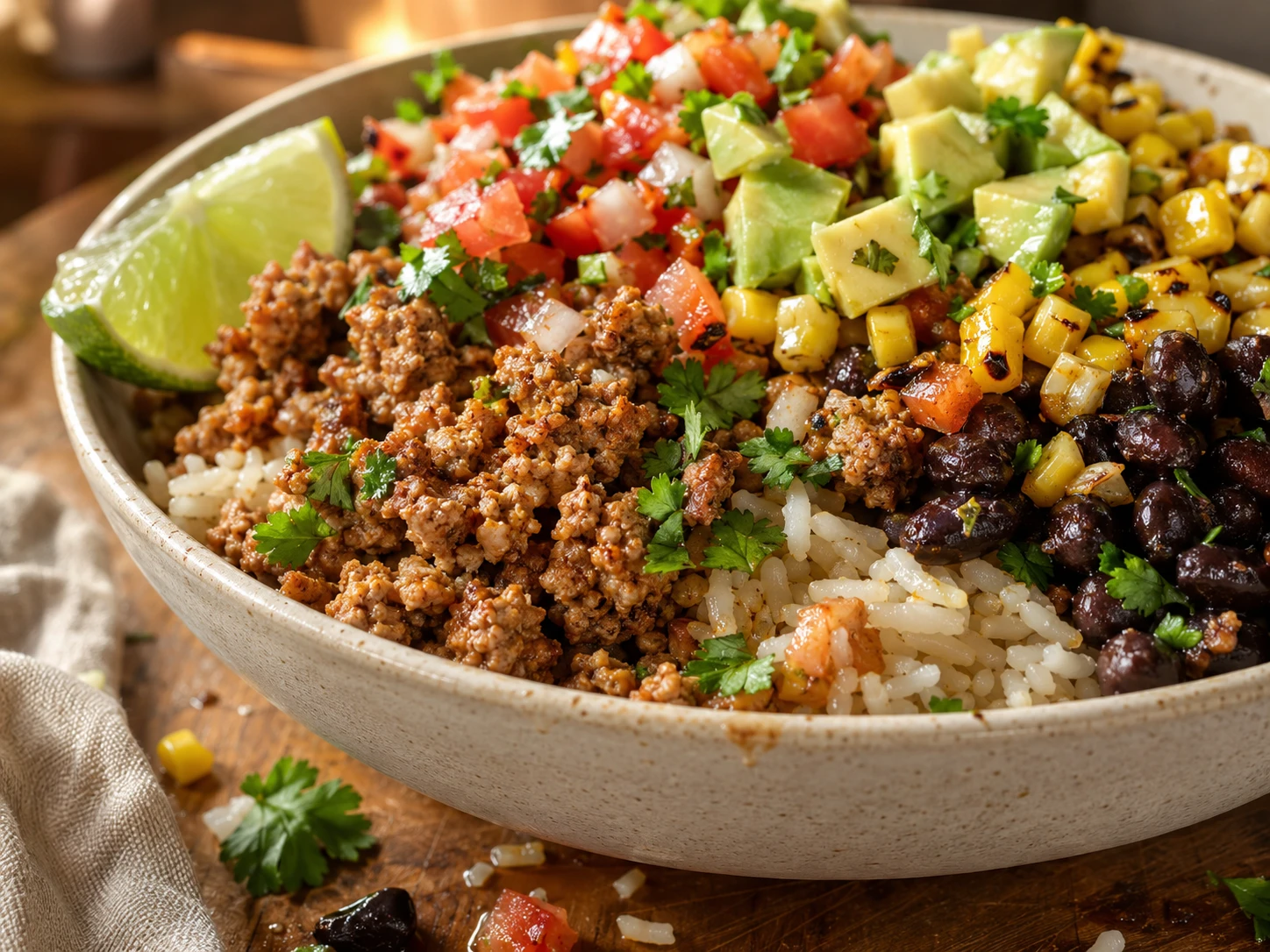 Turkey Taco Bowl close up