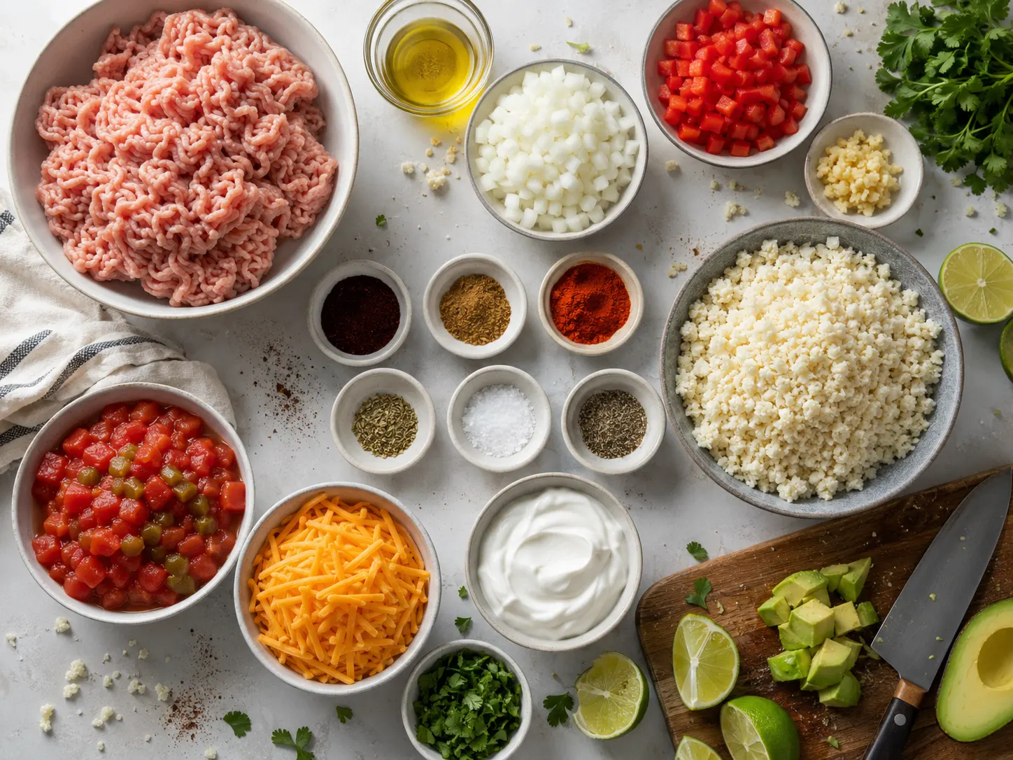 Turkey Taco Cauliflower Rice Skillet preparation