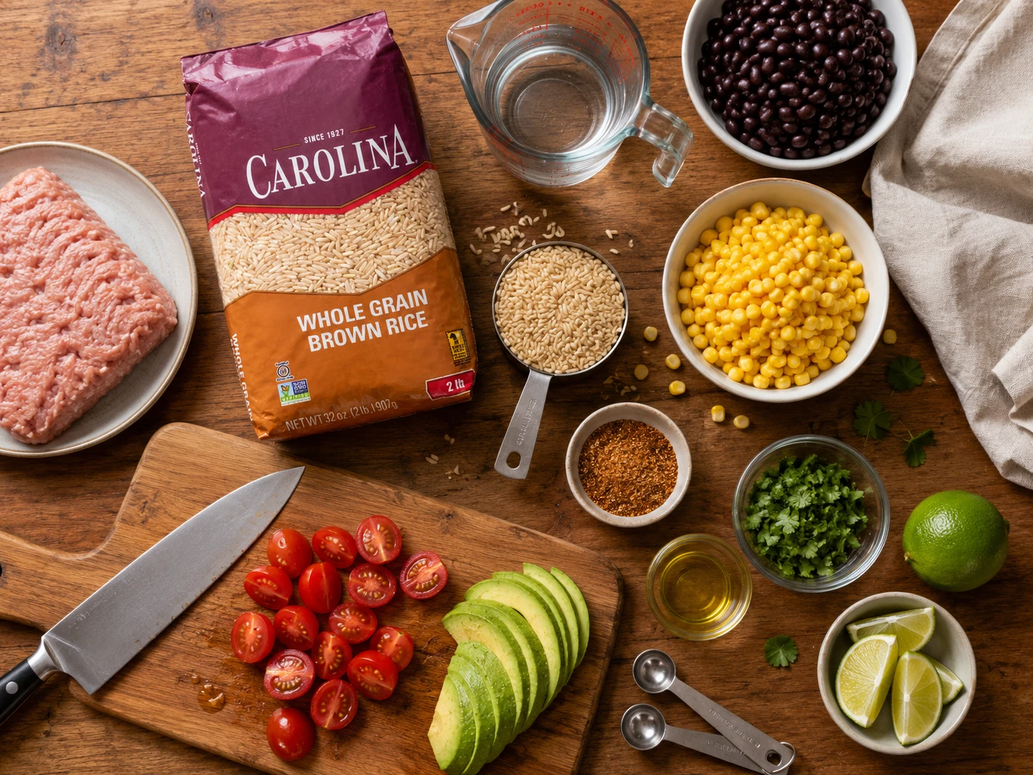 Turkey Taco Meal Prep Bowls preparation