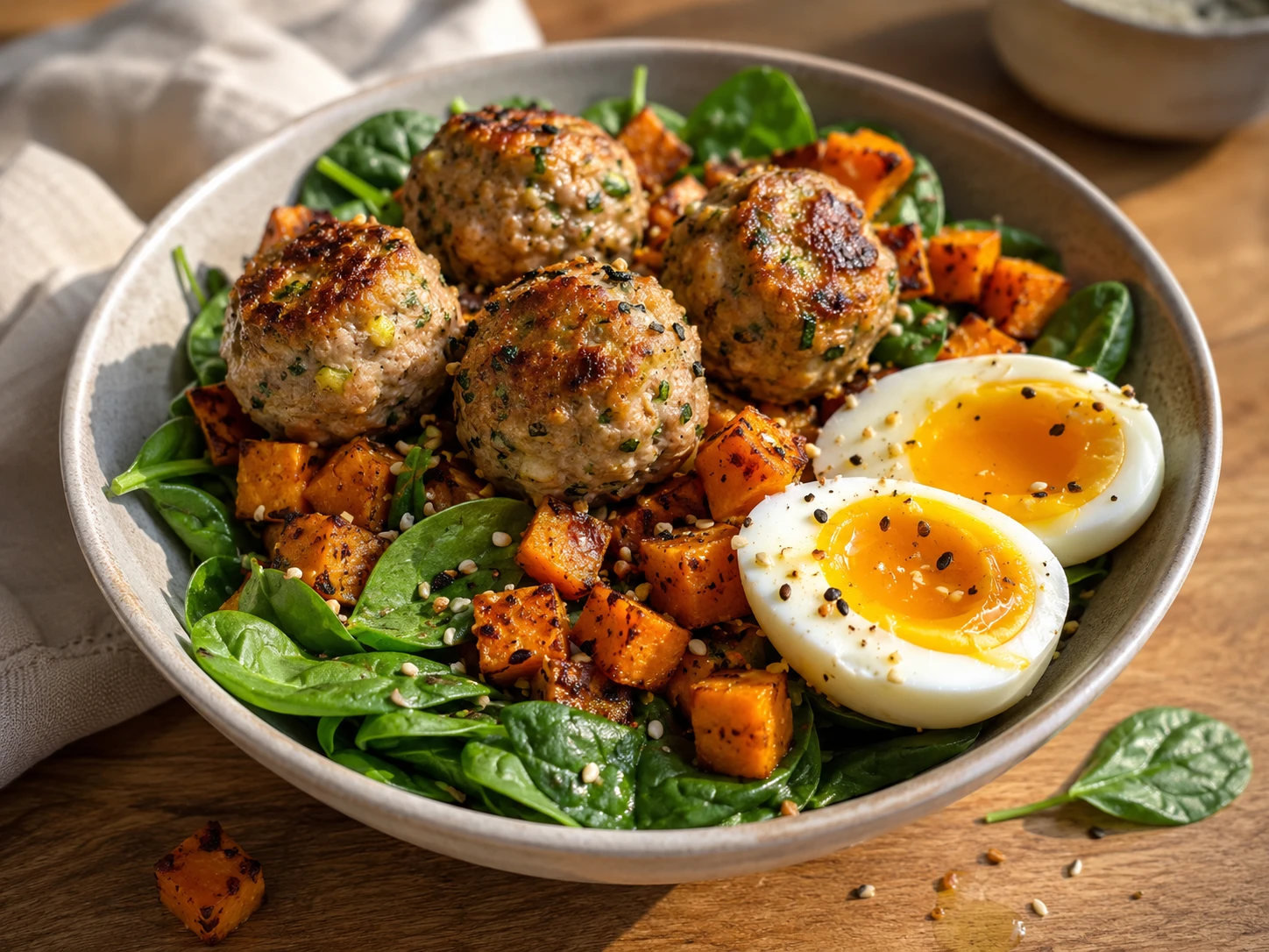 Turkey Veggie Breakfast Meatball Bowl