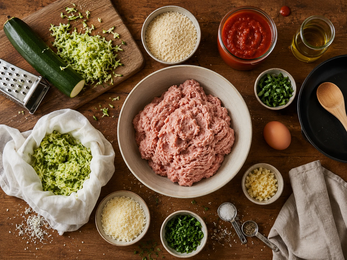 Turkey Zucchini Meatballs with Marinara preparation