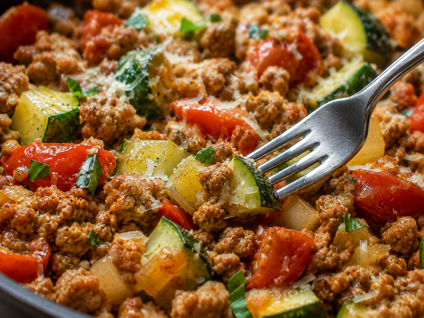 Turkey Zucchini Skillet close up