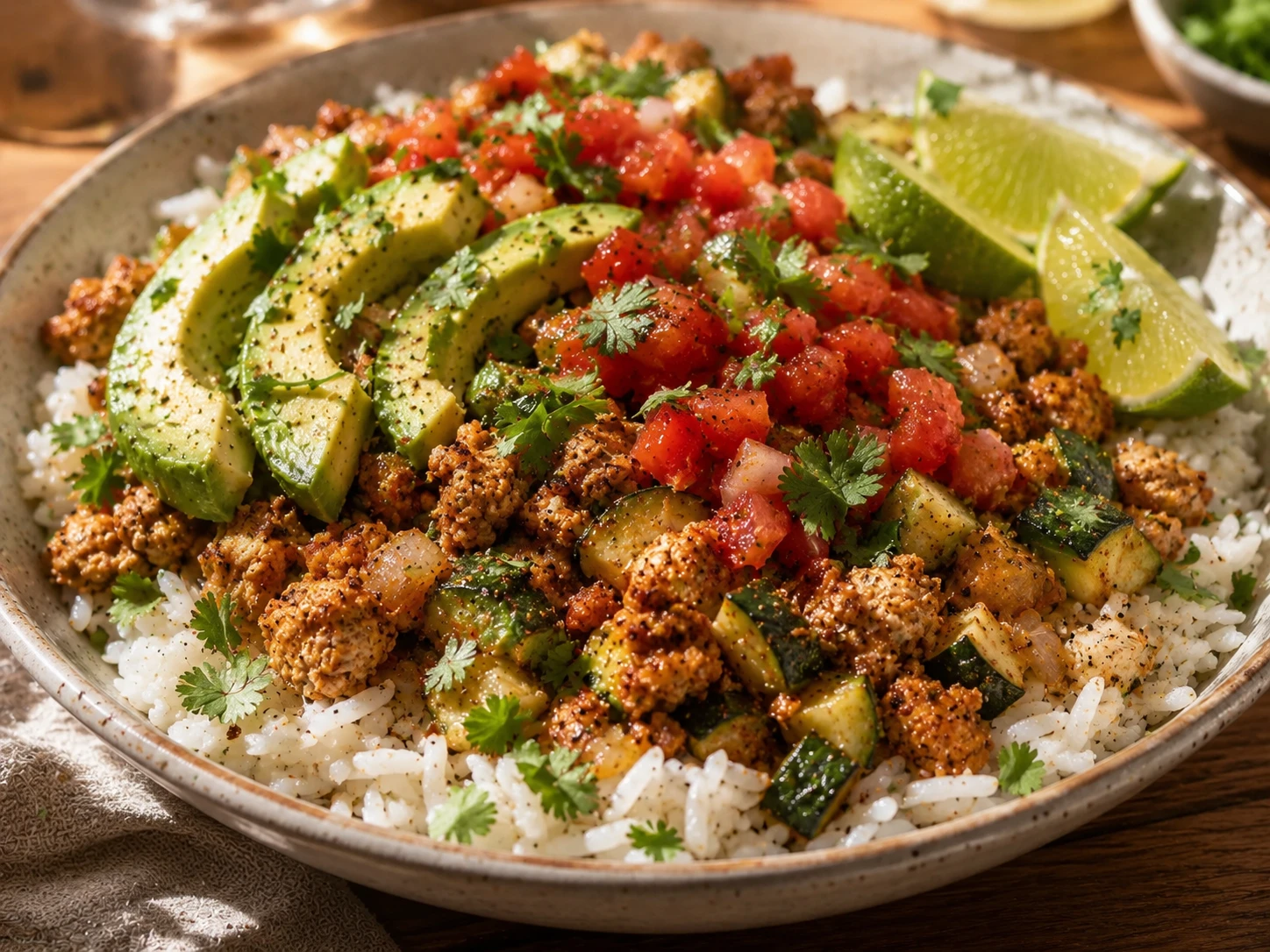 Turkey Zucchini Taco Bowl