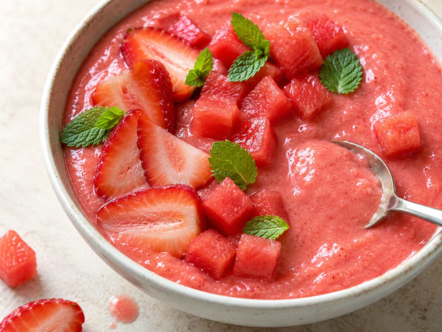 Watermelon Strawberry Smoothie Bowl close up