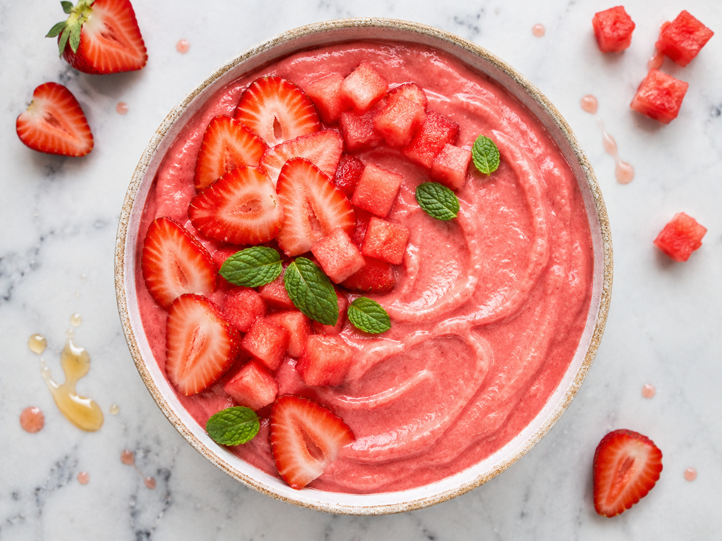 Watermelon Strawberry Smoothie Bowl