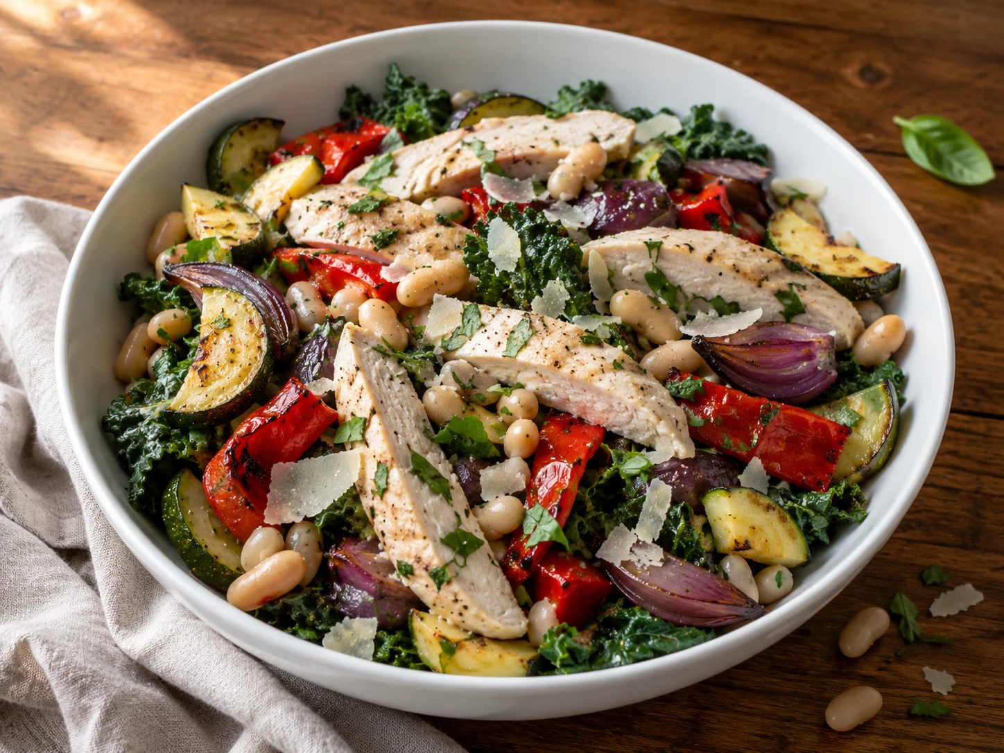 White Bean Turkey and Roasted Vegetable Salad