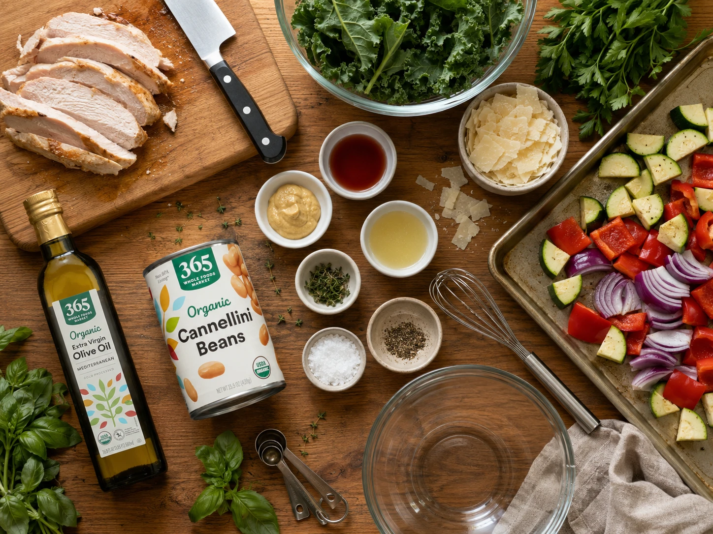 White Bean Turkey and Roasted Vegetable Salad preparation