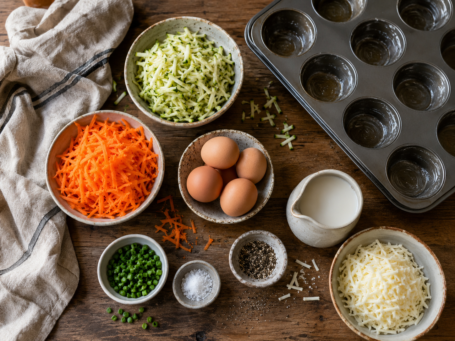 Zucchini Carrot Egg Muffins preparation